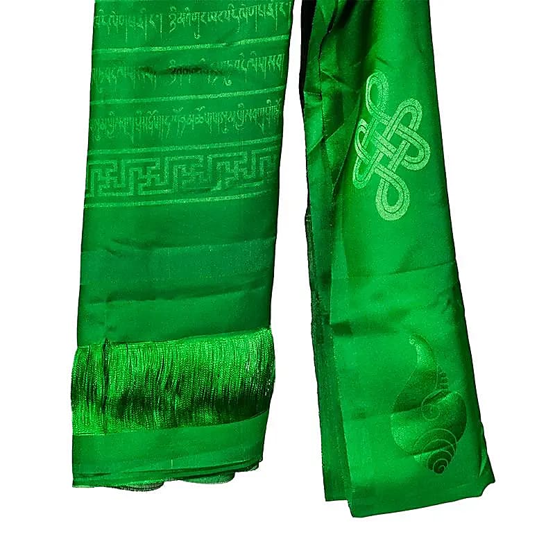 Kathag écharpe tibétaine de luxe vert XL -- 240 cm