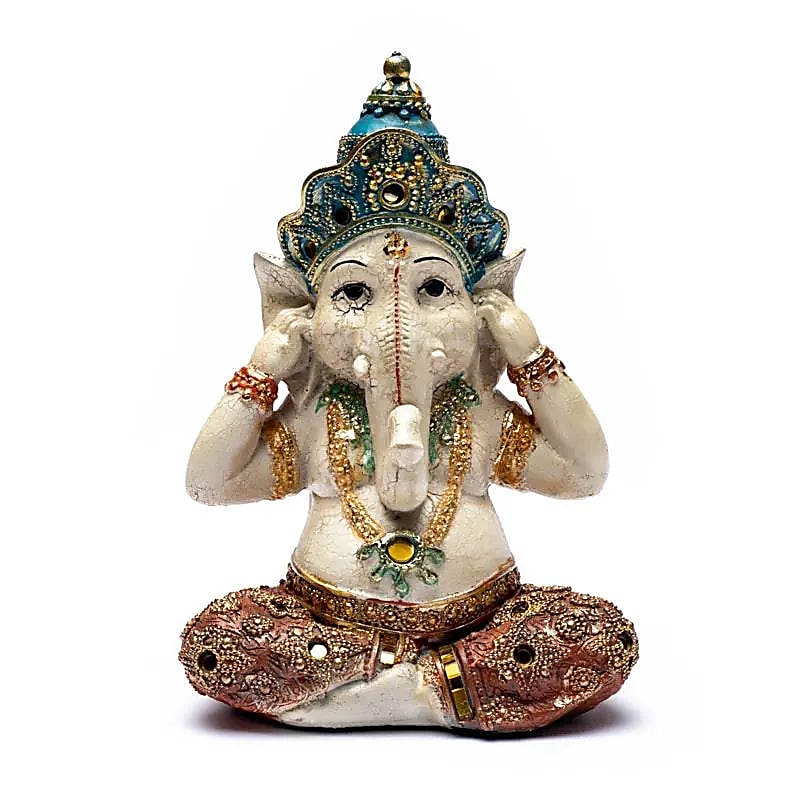 Statue de Ganesh N'écoute aucun mal -- 15x10x21 cm