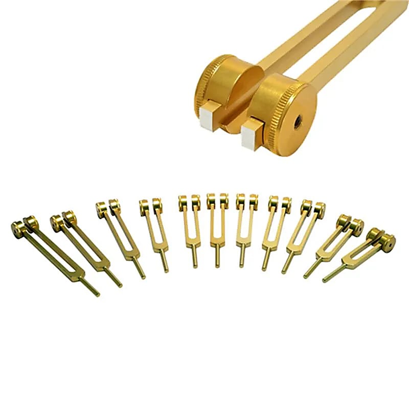 Diapasons pondérés Cosmic Octave set 11 pièces couleur or  -- 36 cm