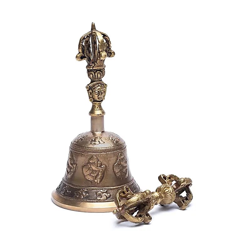 Dorge et cloche avec Ganesh et Om M -- 8x15.7cm