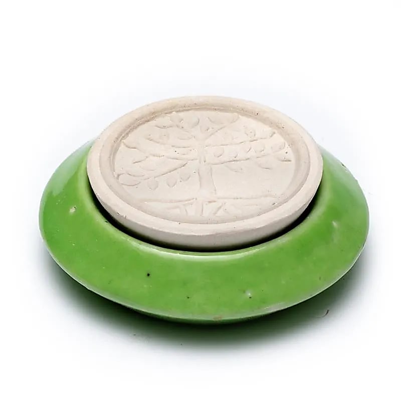 Diffuseur en pierre aromatique Arbre de vie vert -- 7.5cm