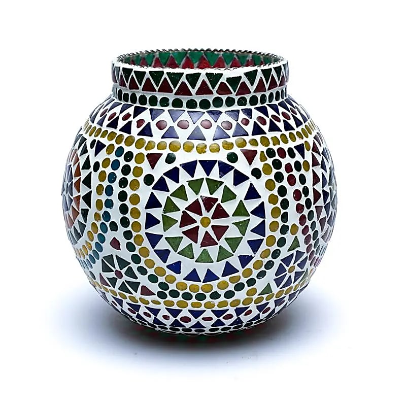 Photophore mosaïque multicolore -- 18cm