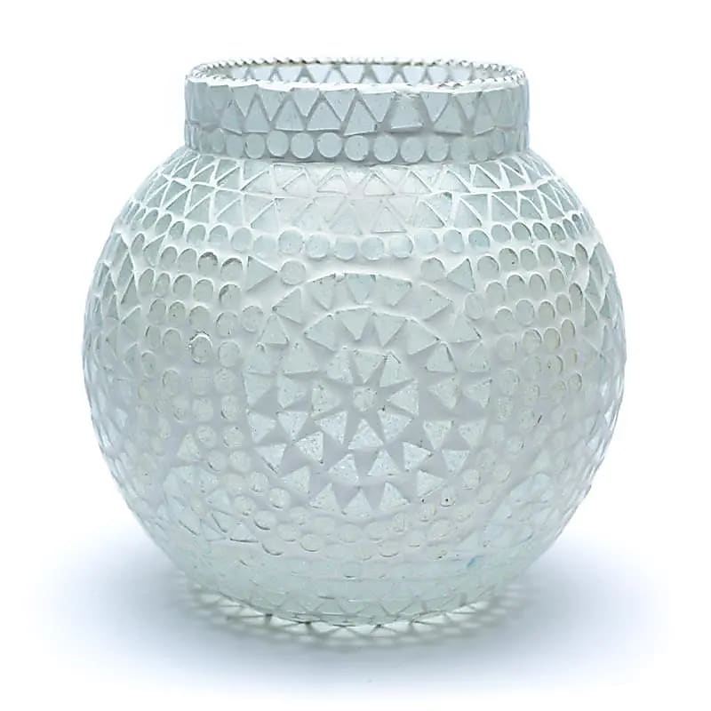 Photophore mosaïque blanc -- 18cm