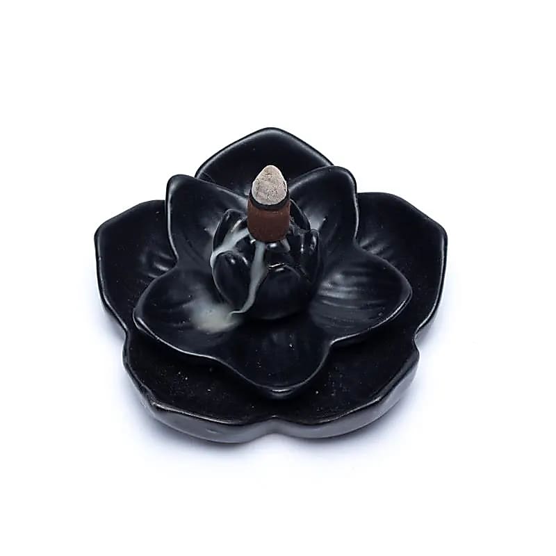 Brûle-encens à refoulement Fleur de Lotus -- 12.7x12.7x5.8cm
