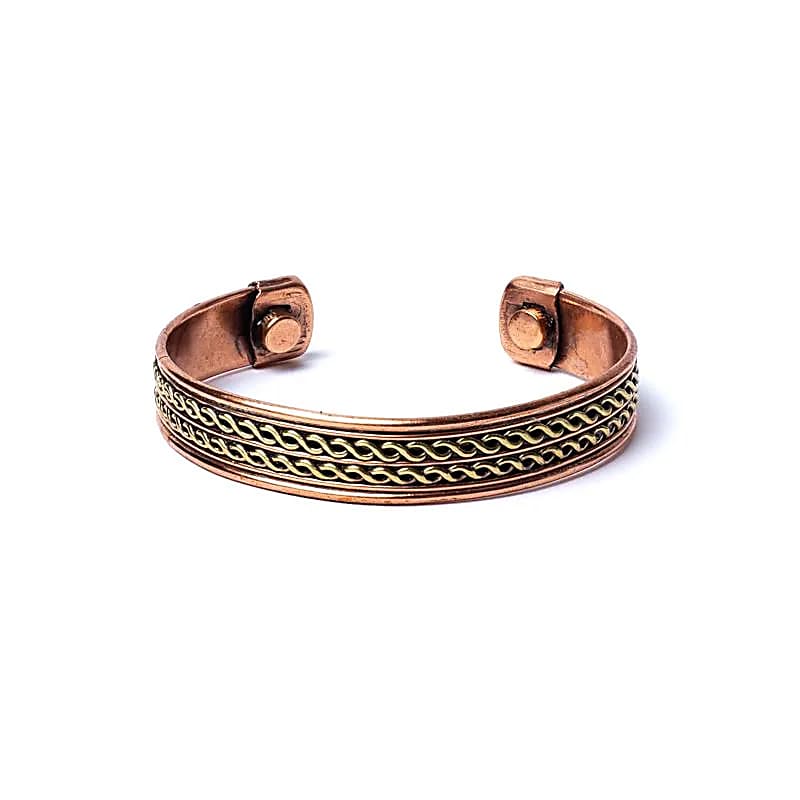Bracelet cuivre double hélice magnétique -- ±6.5cm
