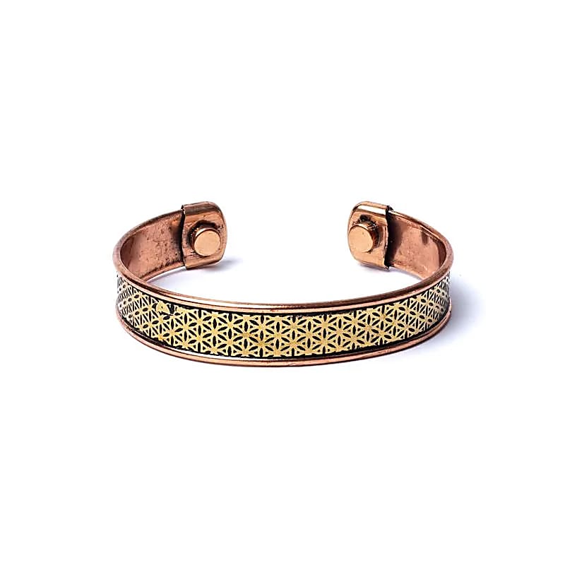 Bracelet cuivre Fleur de Vie magnétique -- ±6.5cm