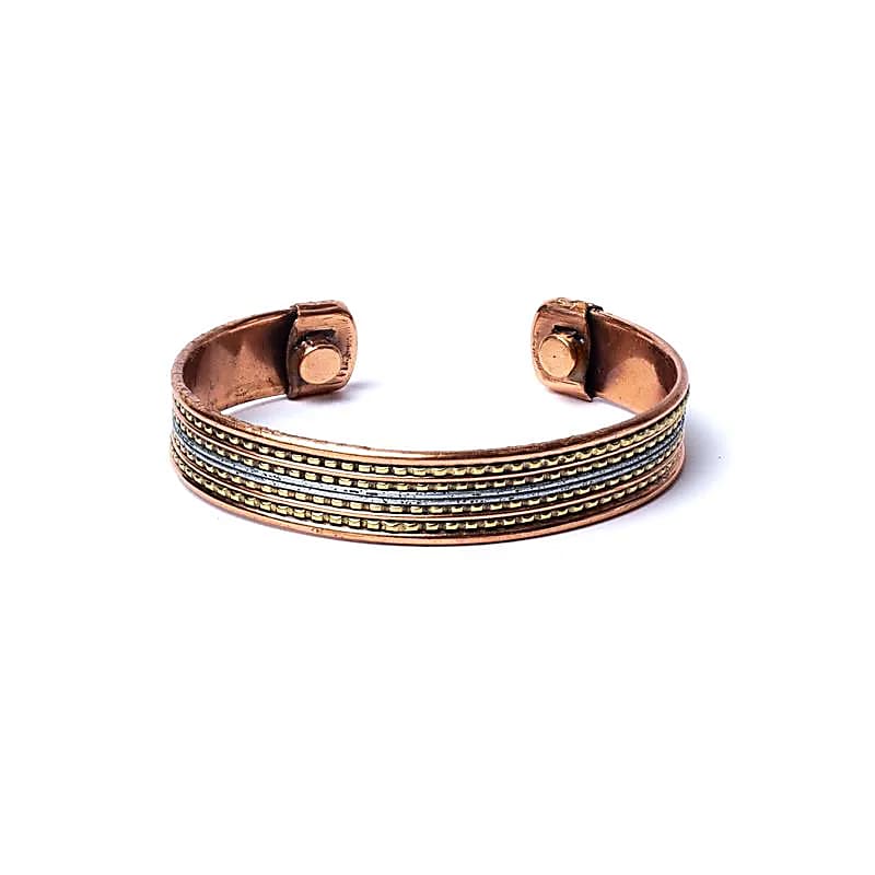 Bracelet cuivre magnétique motif bandé -- ±6,5cm