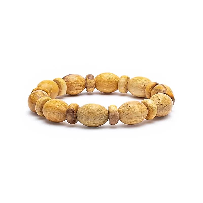 Bracelet élastique Palo Santo perles ovales et donut -- ±1 cm
