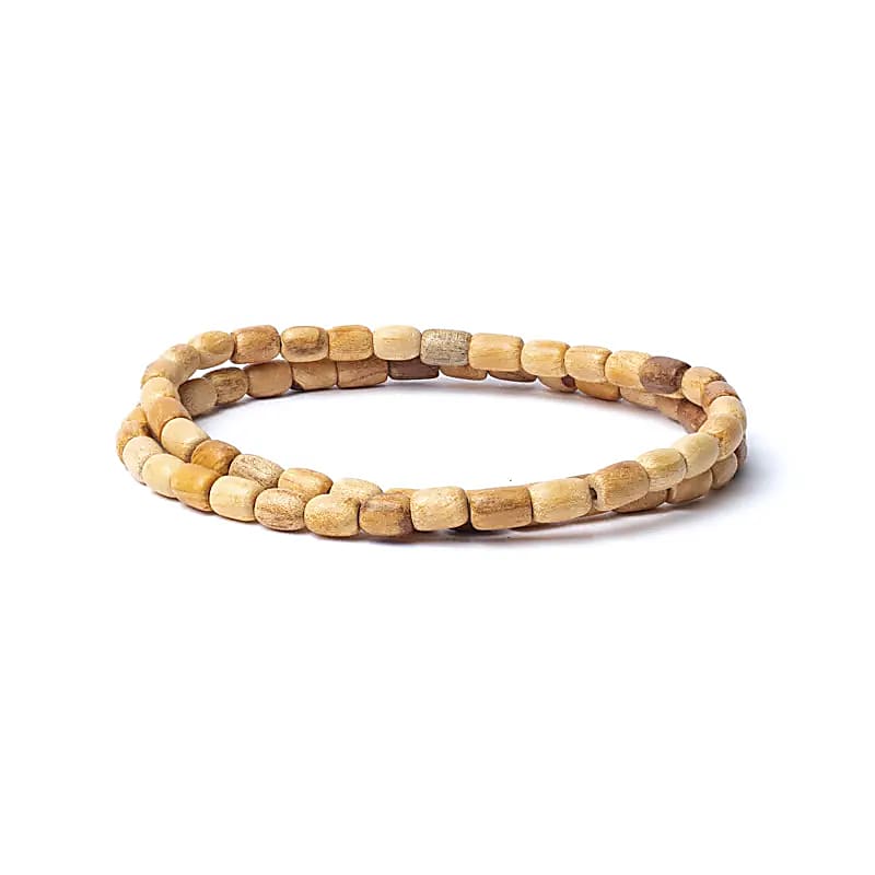Collier Palo Santo élastique perles cylindriques -- 24x0,8cm