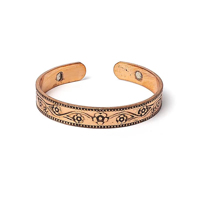 Bracelet cuivre floral magnétique -- ±8 mm