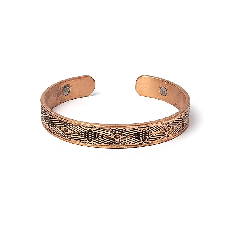 Bracelet cuivre rayures croisées magnétique -- ±8 mm