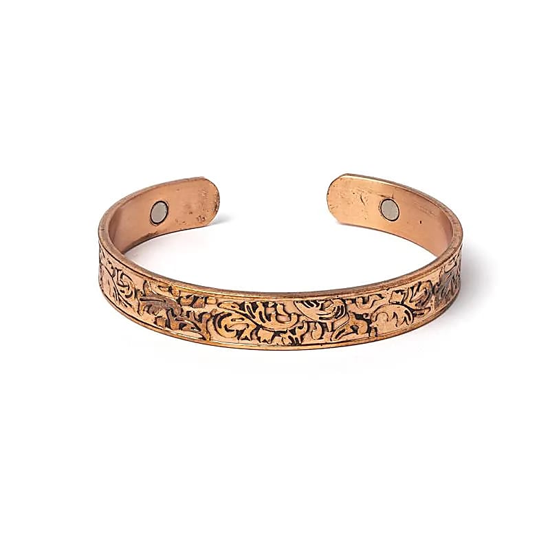 Bracelet cuivre feuilles magnétique -- ±8 mm