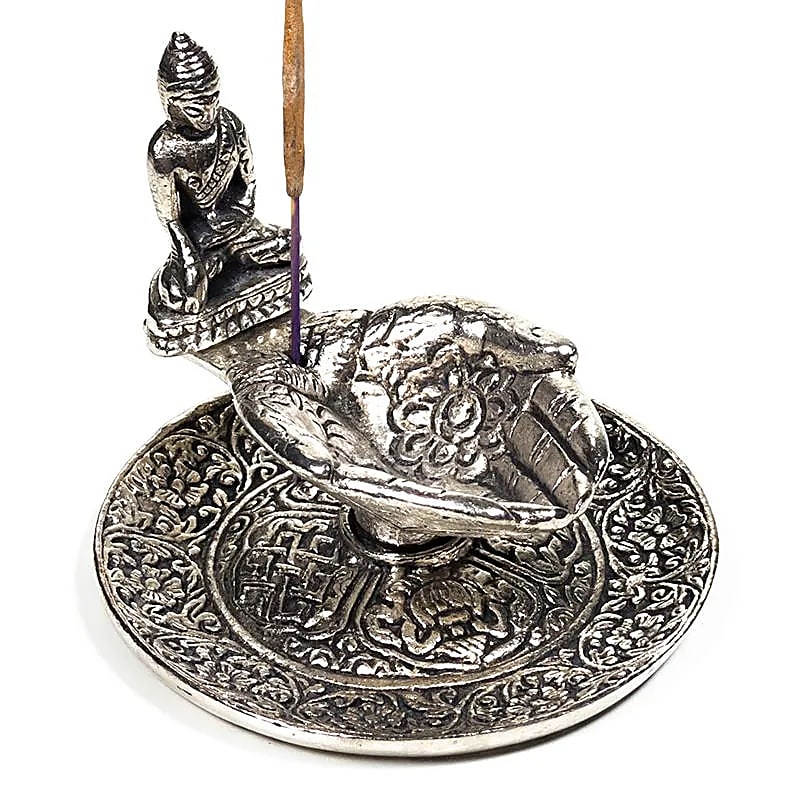 Brûleur d'encens mains offertes avec Bouddha -- 9x7 cm