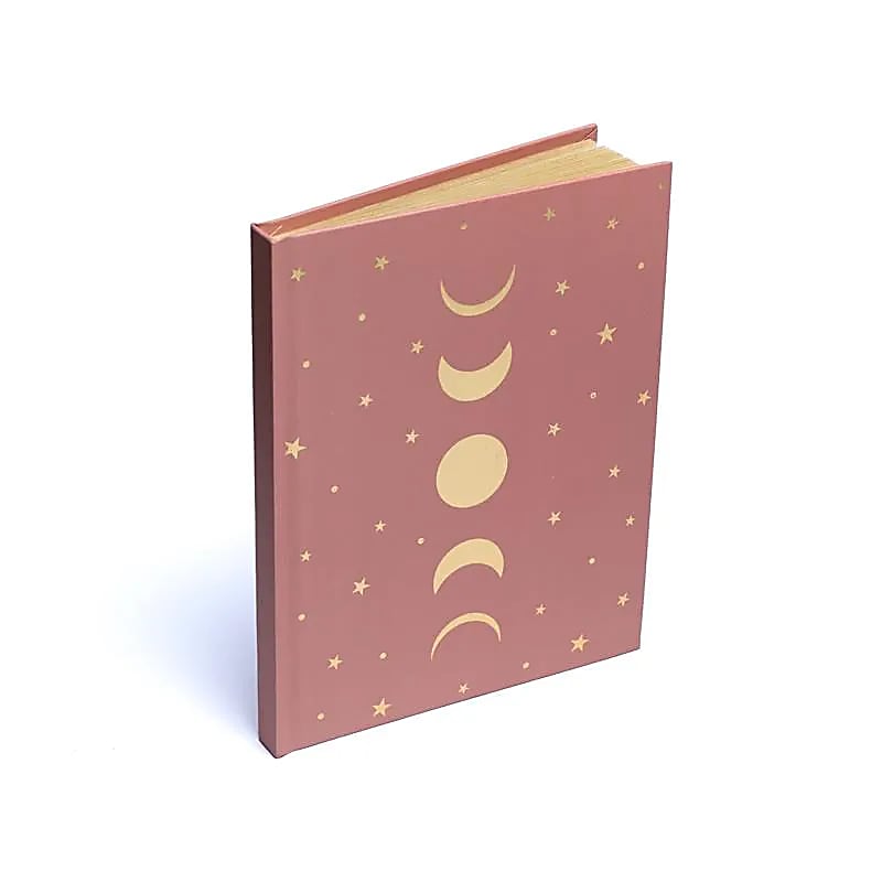 Carnet phases de lune & étoiles vieux rose -- 15x21 cm