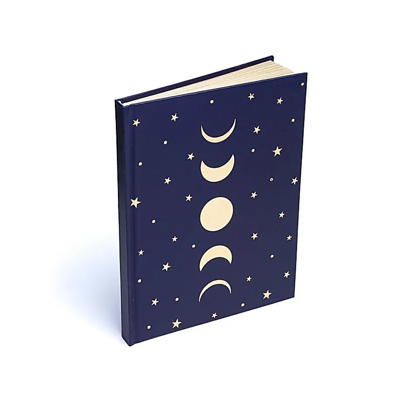 Carnet phases de lune & étoiles bleu foncé -- 15x21 cm