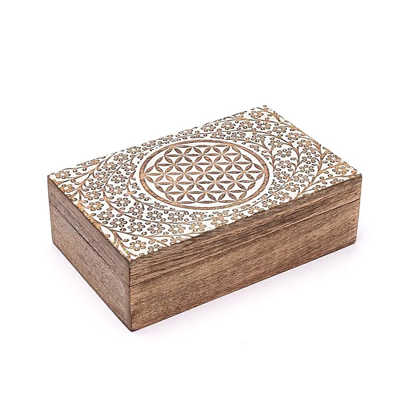Boîte à bijoux impression Fleur de Vie -- 20x6x12,5cm