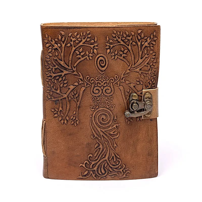 Carnet de note Déesse & Arbre de Vie avec couverture en cuir synthétique -- 250g; 18x13 cm