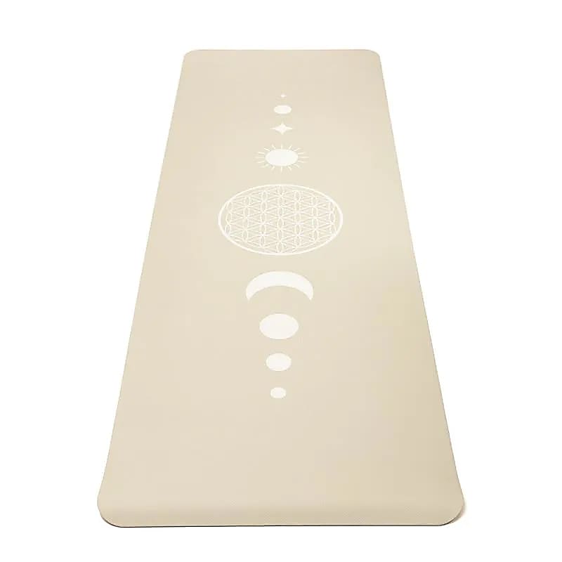 Yogi & Yogini Premium tapis de Yoga TPE Fleur de Vie beige -- 950 g