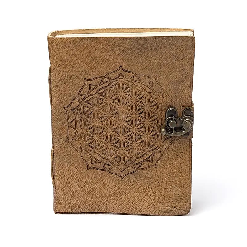 Carnet mandala Fleur de Vie avec couverture en similicuir -- 250 g; 18x13 cm