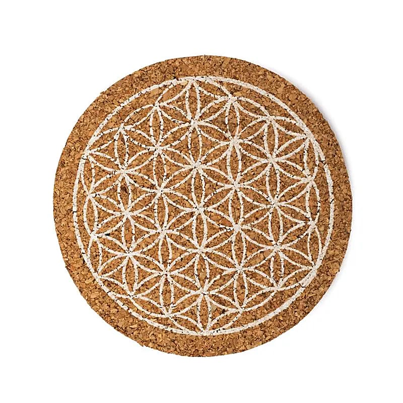 Sous-verres liège Fleur de Vie set de 6 -- 10x0,5 cm