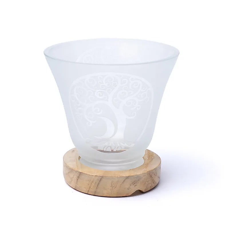 Lampe gemme arbre de vie avec câble et LED -- 12x12cm