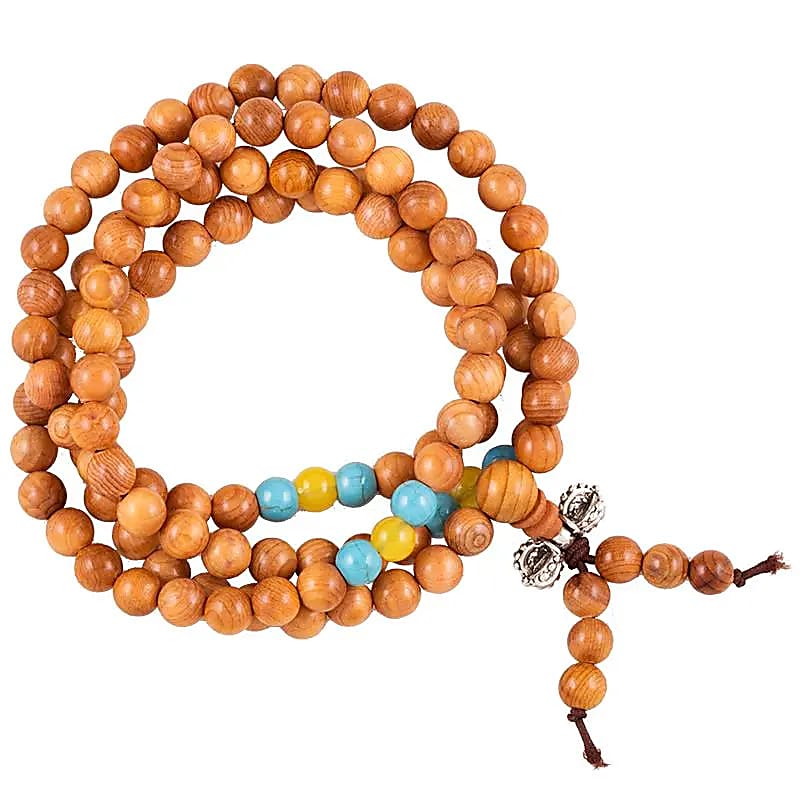 Mala bois élastique perles ornementales et dorje -- 0.6 cm
