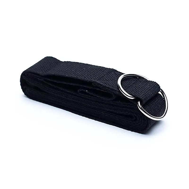 Sangle de yoga D-ring coton noir -- 250x4cm