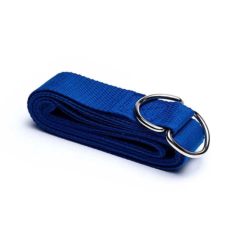 Sangle de Yoga avec anneau en D coton bleu -- 250x4cm