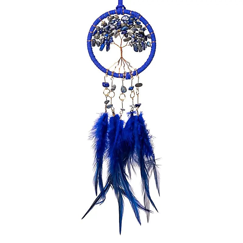 Capteur de rêves Arbre de Vie lapis-lazuli -- ±7x23cm