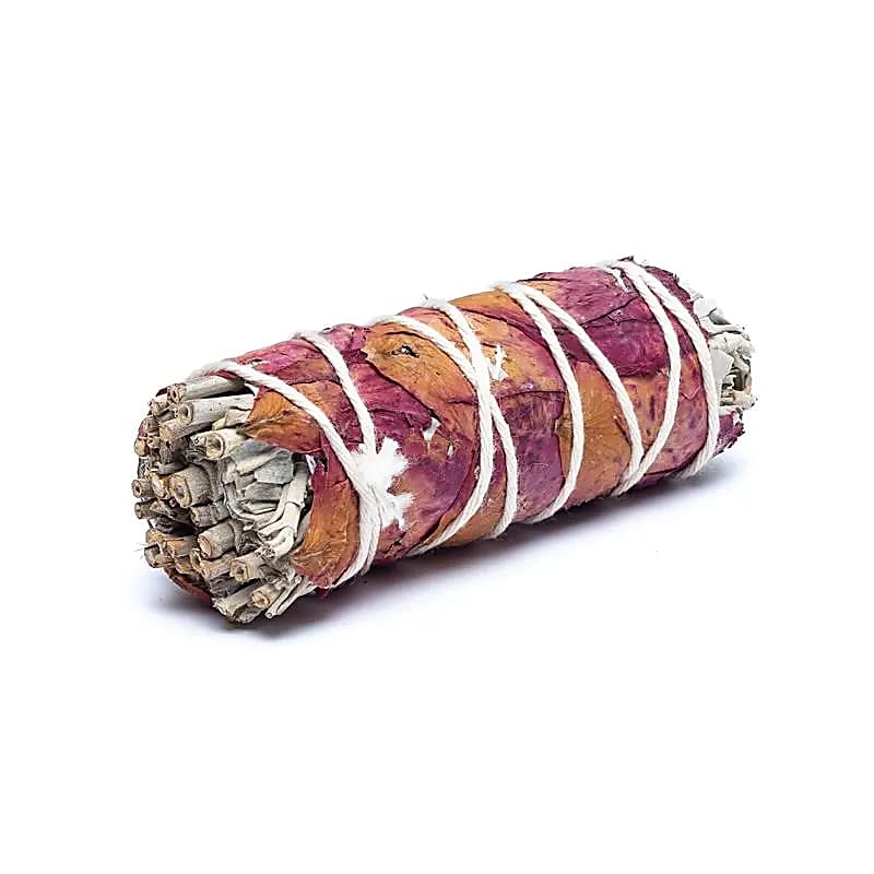 Smudge de Sauge blanche avec pétales de rose S Set de 2 -- ±10-11cm; ±25-35g