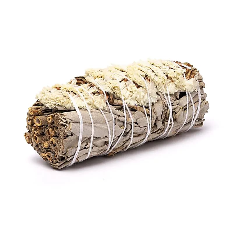 Smudge de Sauge Blanche avec sinuata blanche lot de 2 -- ±11×3,5 cm; ±30–40 g