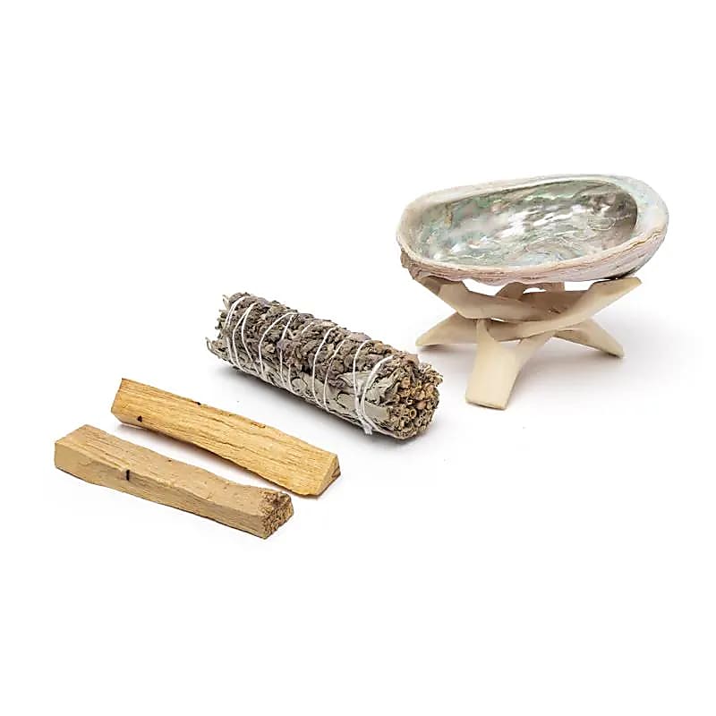 Set smudge Sauge Blanche, lavande & Palo Santo -- 19,5×12,5×4 cm