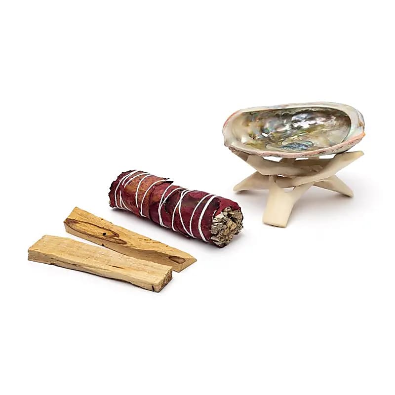 Set smudge Sauge Blanche, rose & Palo Santo -- 19,5×12,5×4 cm