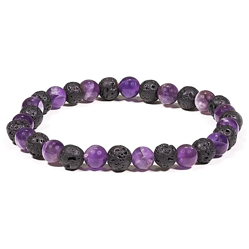 Bracelet lave / améthyste -- ±0.6cm