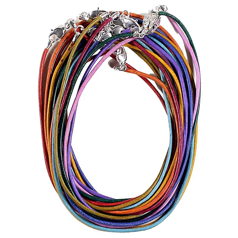 Collier en cuir avec fermoir à homard multicolore -- 45 cm