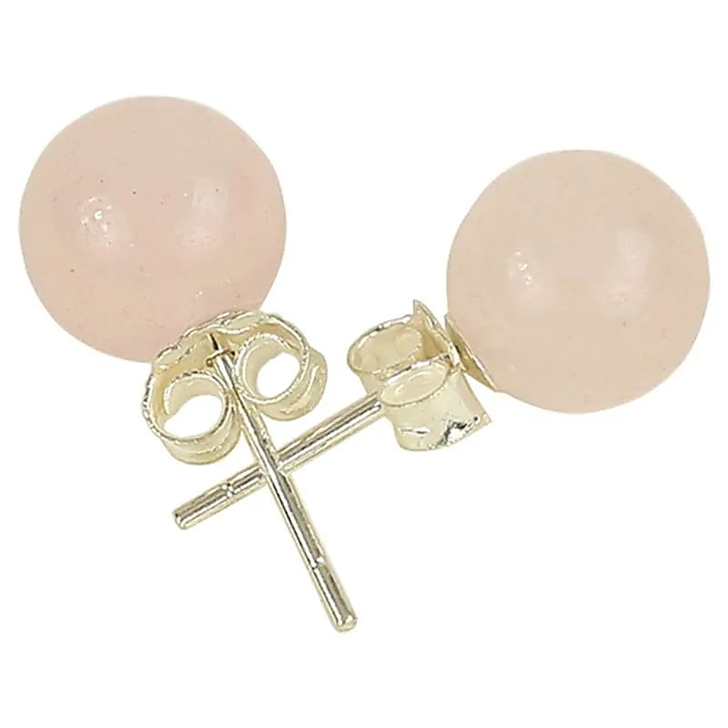 Boucles d’oreilles quartz rose clous argent 925 -- 0.8 cm
