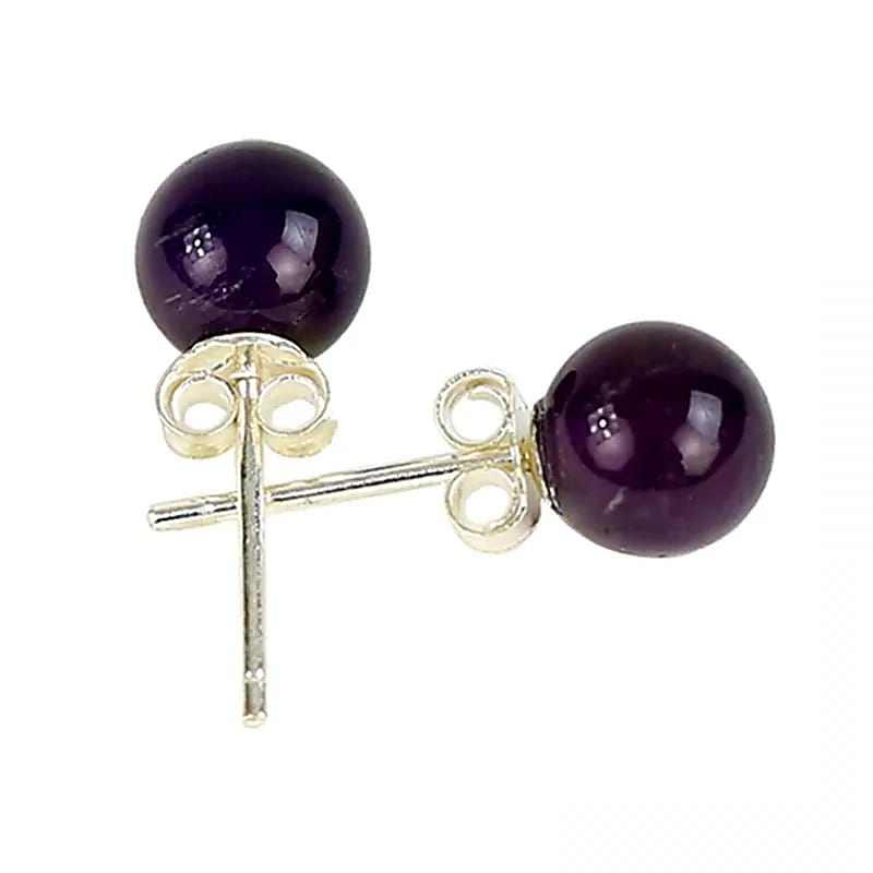 Boucles d’oreille Améthyste clou argent 925 -- 0.6 cm