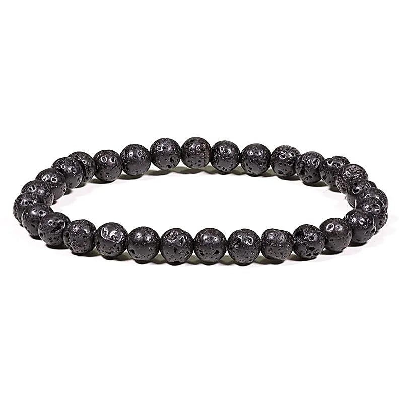 Bracelet - pierre de lave - noir -- ±0.7cm