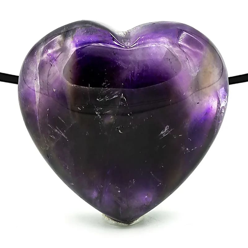 Pendentif en forme de coeur en Améthyste foré -- 2.0 cm