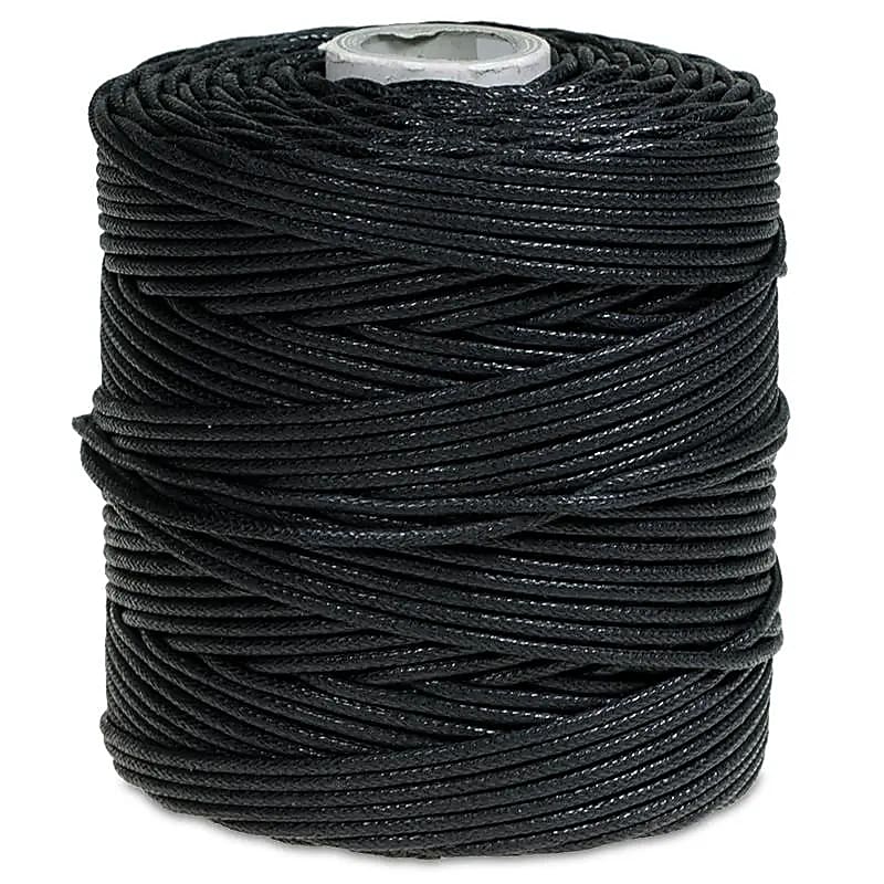 Cordon ciré en coton noir 100 mètres -- 0,15 cm