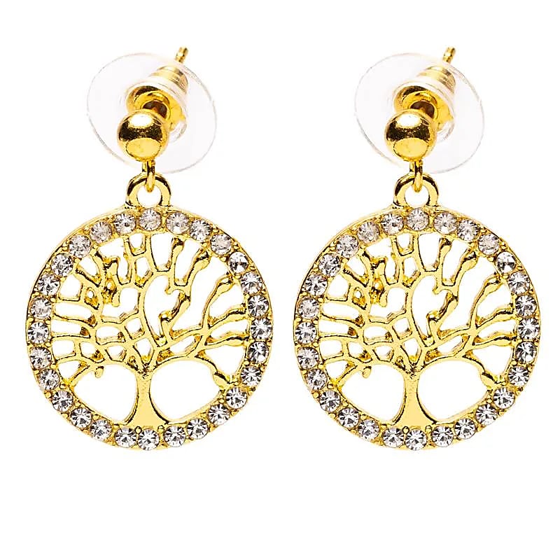 Boucles d'oreilles arbre de vie dorées -- ±2,5 cm