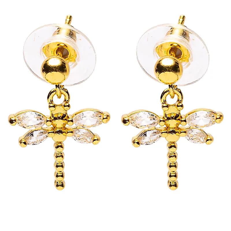 Boucles d'oreilles libellule dorées -- ±2,5 cm