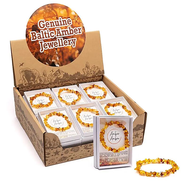 Bracelets d'ambre, 12 pièces, dans un coffret présentoir --
