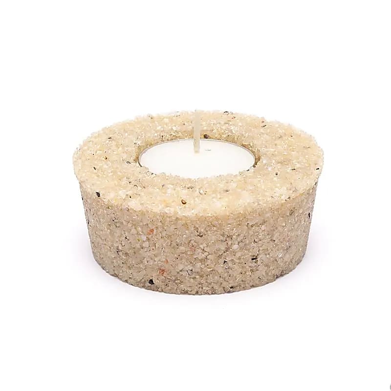 Bougeoir rond en cristal de roche -- 8,5x7,5x3,5cm
