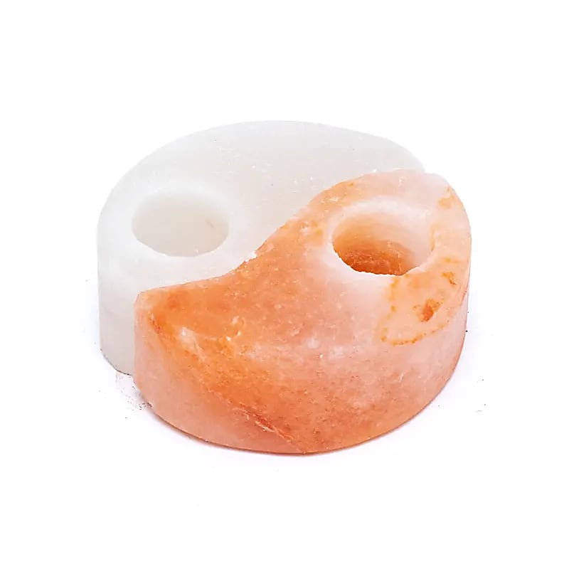 Bougeoir en cristal de sel yin yang -- 1600-1800g