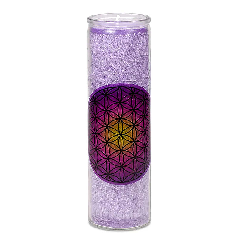Bougie parfumée Fleur de vie violette Stearine -- 21x6.5 cm