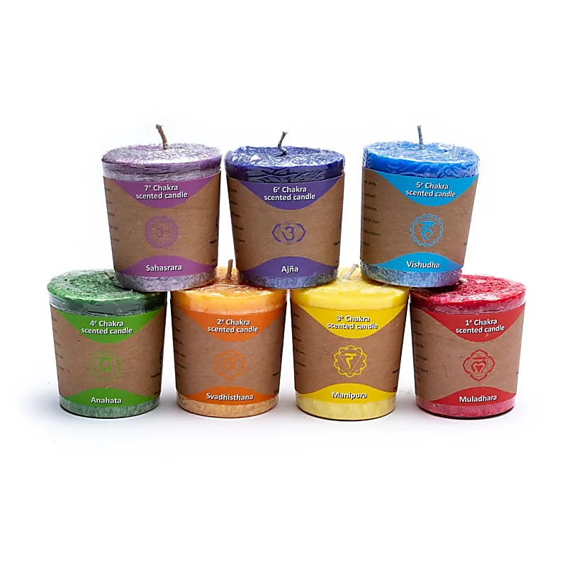 Bougies votives parfumées Chakras confection x7 -- 4.5x4 cm