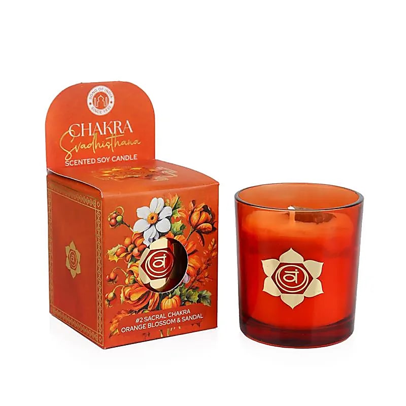 Bougie parfumée en cire de soja chakra Svadhisthana fleur d’oranger & santal -- 130g