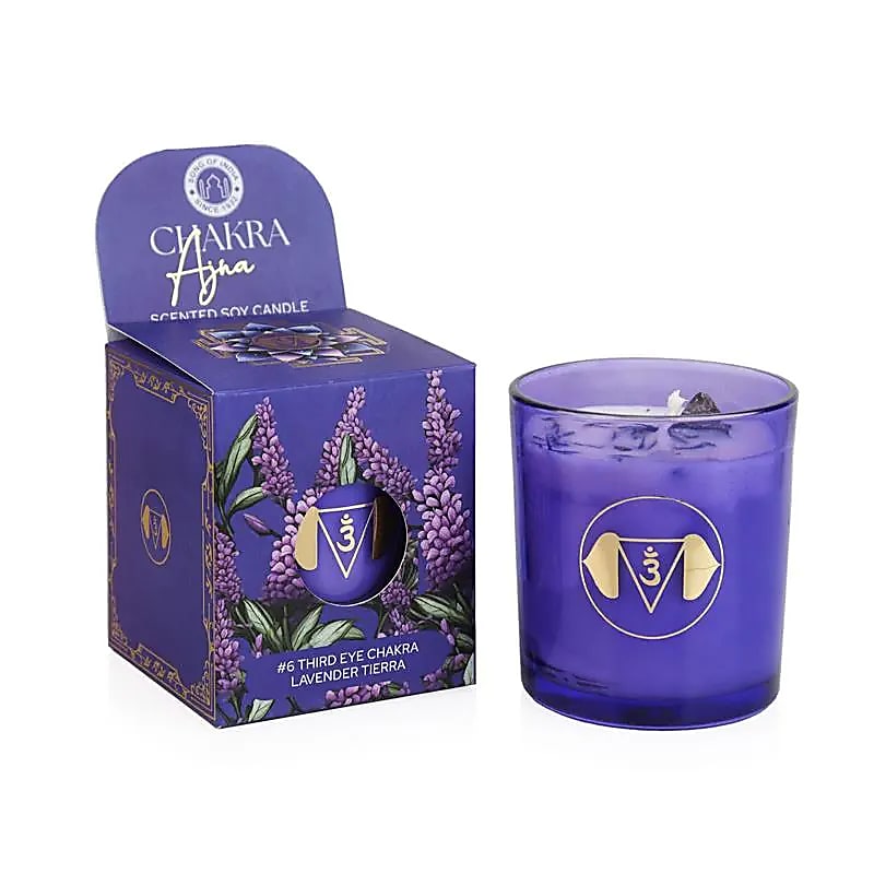 Bougie parfumée en cire de soja chakra Ajna lavande tierra -- 130g