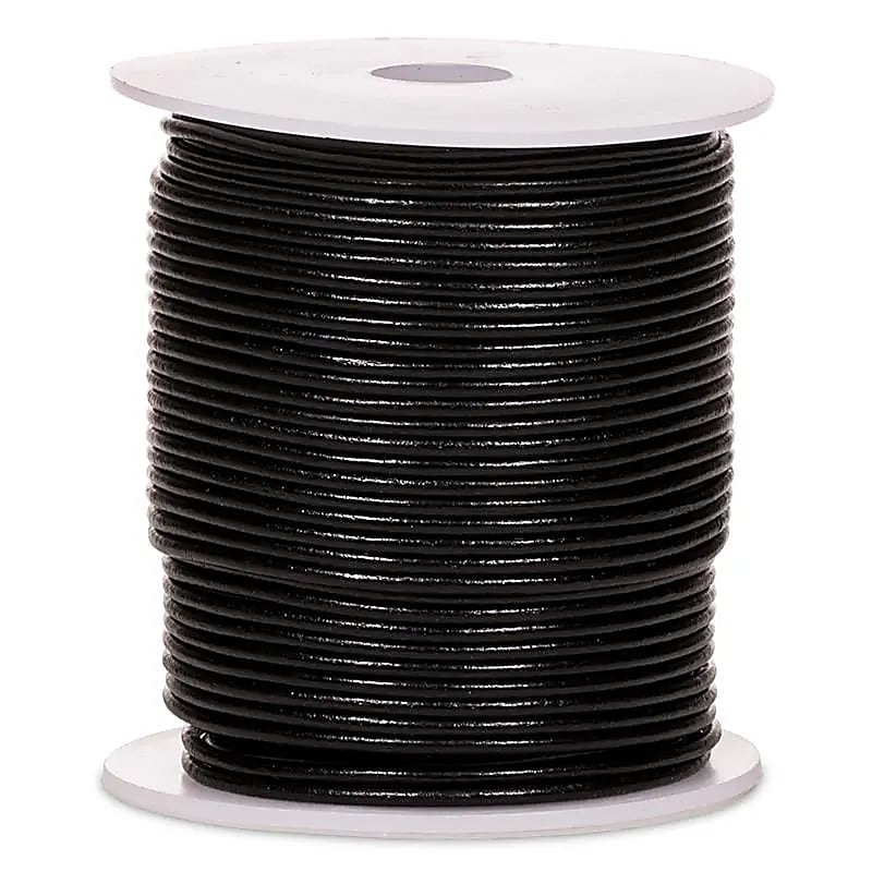 Cordon de cuir noir 50 mètres -- 0,2 cm